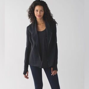 Lululemon Bhakti Yoga Jacket Luon Pique Black Dark Slate Thumbholes Size 6